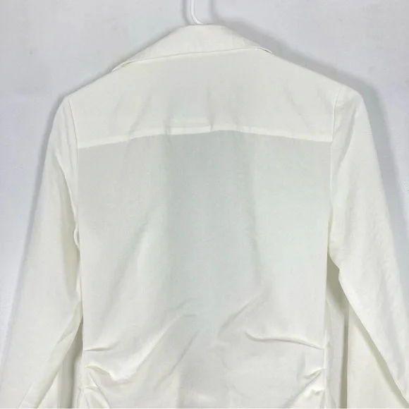 Choosy Crosby St White Plunging V Neck Tie Front Shirt Dress 0 - Picture 11 of 15